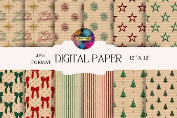 Download 12 Christmas Kraft Papers 12 X 12 Inches - Christmas Collection