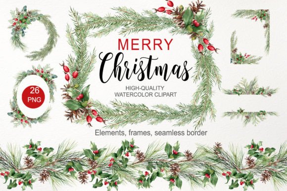 Download Watercolor Christmas Greenery Clipart - Christmas Collection
