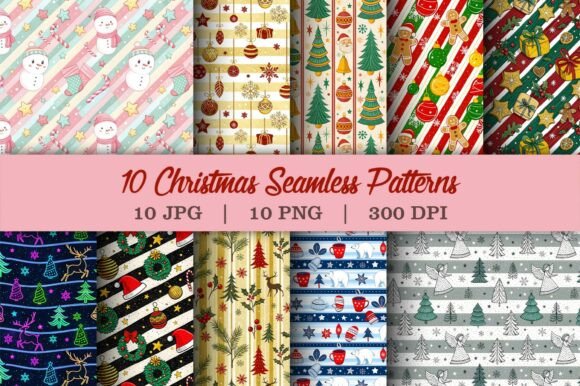 Download Seamless Christmas Stripe Pattern Pack - Christmas Collection