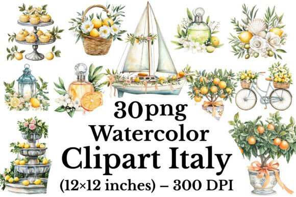 Download Watercolor Clipart Italy - Premium Bundle