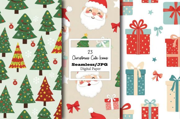Download Christmas Cute Icons Seamless Pattern - Christmas Collection