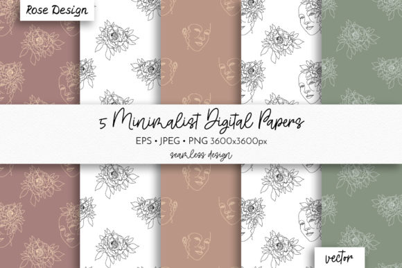 Download Line Face &amp; Peony Minimalist Patterns - Minimalist patterns Collection