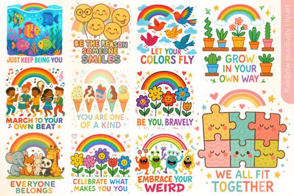Download Rainbow Cute Inclusive Kids Quotes PNG - Premium Resources