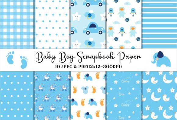 Download Baby Boy Digital Scrapbook Paper- 12x12 - Scrapbook Collection